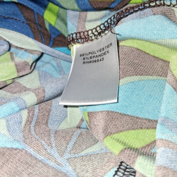 VAN HEUSEN Multicolor Cap Sleeves Dress V Neck Faux Wrap Bodice Size 8 Pre-loved - Picture 6 of 6